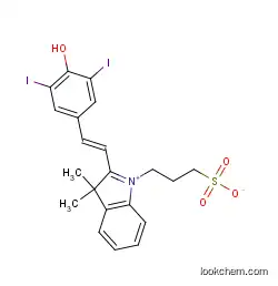 Molecular Structure of 145876-11-5 (3H-Indolium, 2-[2-(4-hydroxy-3,5-diiodophenyl)ethenyl]-3,3-dimethyl-1-(3-sulfopropyl)-, inner salt)